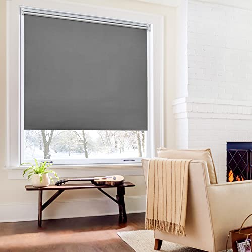 Verdunkelungsrollo Thermo Rollos Klemmfix ohne Bohren 70x130cm(BxH) Dunkelgrau Verdunklungsrollo Lichtundurchlässig Fensterrollo Sicht-und Sonnenschutz Wand-und Deckenmontag Rollo für Fenster und Tür von Homland