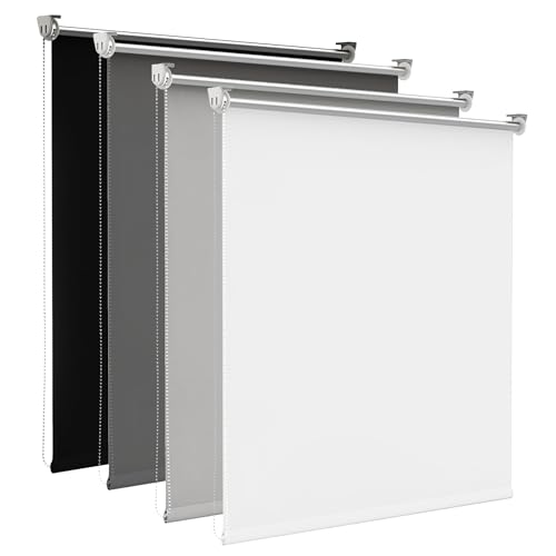 Verdunklungsrollo Klemmfix ohne Bohren B60 x H230 cm Weiß 100% lichtundurchlässig Rollo Seitenzugrollo Klemmrollo für Innen Fenster & Tür, Sichtschutz von Homland