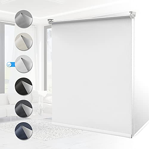 Verdunklungsrollo ohne Bohren Rollos für Fenster und Tür 120x150cm Weiß Thermo Rollo Klemmfix Verdunkelungsrollo Seitenzugrollo Fensterrollo Lichtblick Sicht-und Sonnenschutz Wand-und Deckenmontag von Homland