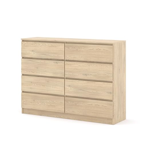 Homlando Kommode Maja S8 140x40x104 cm mit 8 Schubladen – modernes Sideboard ohne Griffe – stabile Flurkommode, Schlafzimmerkommode oder Büroschrank (Cremona Eiche) von Homlando