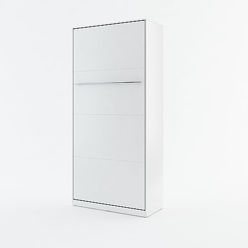 Homlando Lenart Schrankbett - Wandbett Concept Pro CP03 90x200 cm - Schrankklappbett Vertical - Schrank mit integriertem Klappbett - Funktionsbett (Weiß Matt) von Homlando