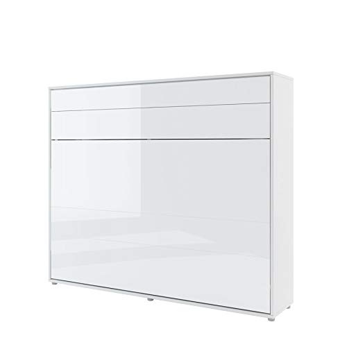 Lenart Schrankbett Bed Concept BC14 160x200 cm - Horizantal Schrankklappbett - Schrank mit integriertem Klappbett - Wandbett mit Lattenrost - Murphy Bed (Weiß Glanz) von Homlando