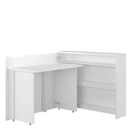 Lenart Work Concept CW-01L - Ausklappbarer Schreibtisch mit Regalen - Linke Seite - Arbeitsfläche Tischplatte 100 cm - Intelligentes Home Office (Weiß matt) von Homlando