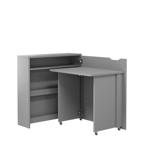 Lenart Work Concept Slim CW-02P- Ausklappbarer Schreibtisch mit Regalen - Rechte Seite - Arbeitsfläche Tischplatte 79 cm - Intelligentes Home Office (Grau) von Homlando