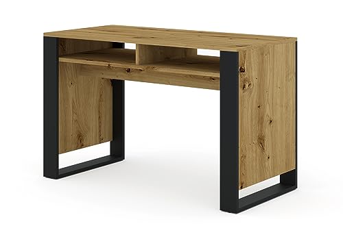 Schreibtisch Mondi 120x55x75 cm - Haushaltsbüro - Computertisch Laptop-Tisch - Home Office- Schreibtisch mit Zwei Regalen (Artisan Eiche/Schwarz Matt) von Homlando