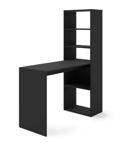 Schreibtisch mit Regalen Harmony 120 cm - Schreibtischregale Bücherregal - Computertisch Arbeitstisch - Home Office (Schwarz Matt) von Homlando