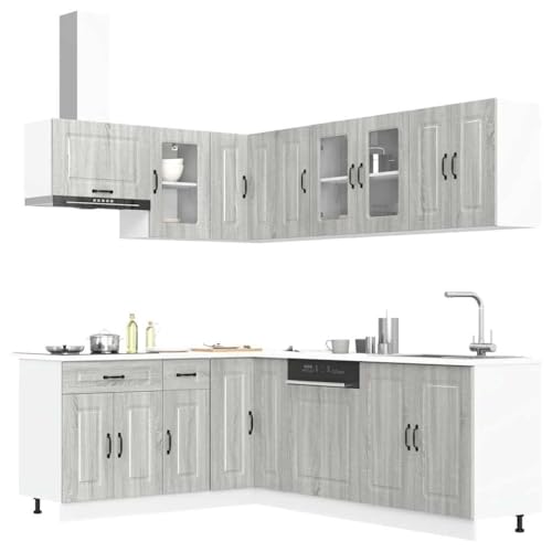Hommdiy 11-TLG. Küchenschrank-Set Kalmar Grau Sonoma Holzwerkstoff Typ 1 von Hommdiy