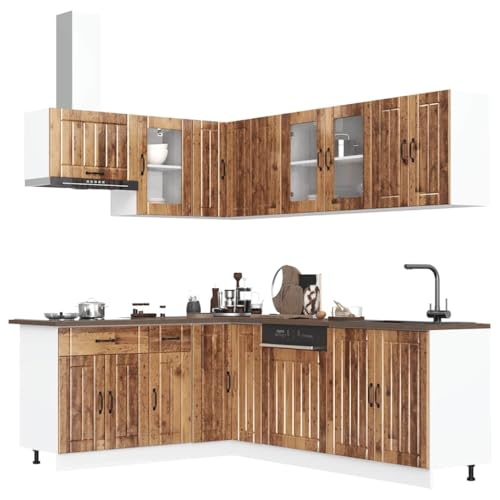 Hommdiy 11-TLG. Küchenschrank-Set Lucca Altholz-Optik Holzwerkstoff Typ 2 von Hommdiy