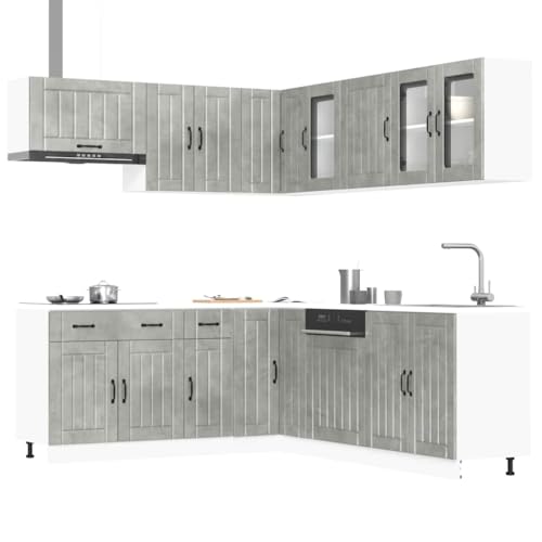Hommdiy 11-TLG. Küchenschrank-Set Lucca Betongrau Holzwerkstoff Typ 5 von Hommdiy