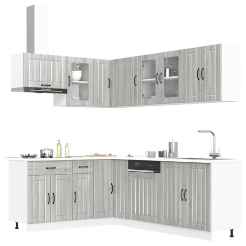 Hommdiy 11-TLG. Küchenschrank-Set Lucca Grau Sonoma Holzwerkstoff Typ 2 von Hommdiy