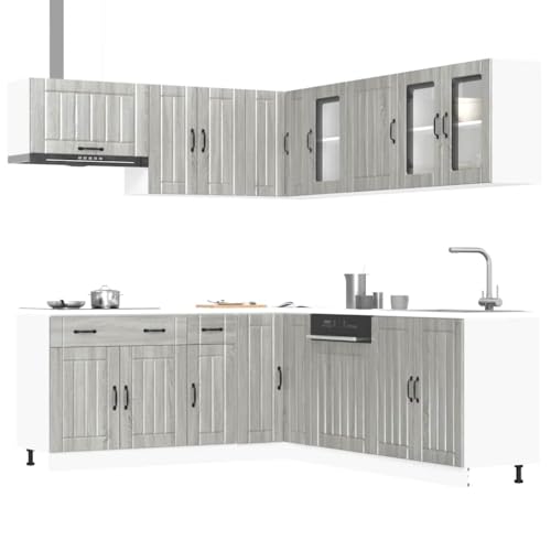 Hommdiy 11-TLG. Küchenschrank-Set Lucca Grau Sonoma Holzwerkstoff Typ 5 von Hommdiy