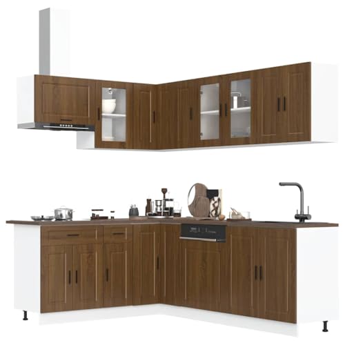 Hommdiy 11-TLG. Küchenschrank-Set Porto Braun Eichen-Optik Holzwerkstoff Typ 3 von Hommdiy