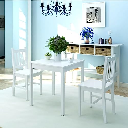 Hommdiy 2 Stühle mit Esstisch Holz Essgruppe EsstischsetSitzgruppe Stühle Pinienholz Weiß von Hommdiy