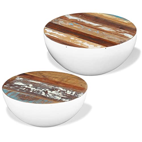 Hommdiy 2-TLG. Couchtisch-Set Halbkugel Altholz von Hommdiy