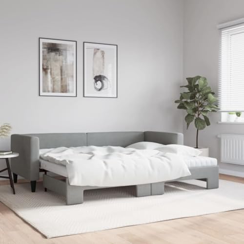 Hommdiy 2 in1-Bettsofa Tagesbett Ausziehbar Schlafsofa Gästebett für Schlafzimmer Wohnzimmer Ausziehbar mit Matratze Hellgrau 80x200 cm Stoff Hommdiy 2 in1-Bettsofa Tagesbett Ausziehbar Schlafsofa Gästebett für Schlafzimmer Wohnzimmer Ausziehbar mit Matratze Hellgrau 80x200 cm Stoff von Hommdiy