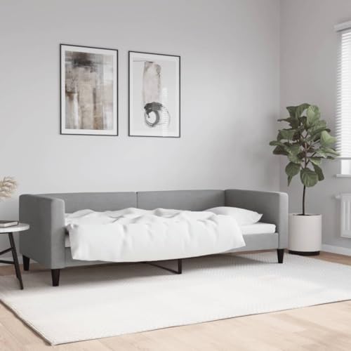 Hommdiy 2 in1-Bettsofa Tagesbett Ausziehbar Schlafsofa Gästebett für Schlafzimmer Wohnzimmer Hellgrau 80x200 cm Stoff von Hommdiy