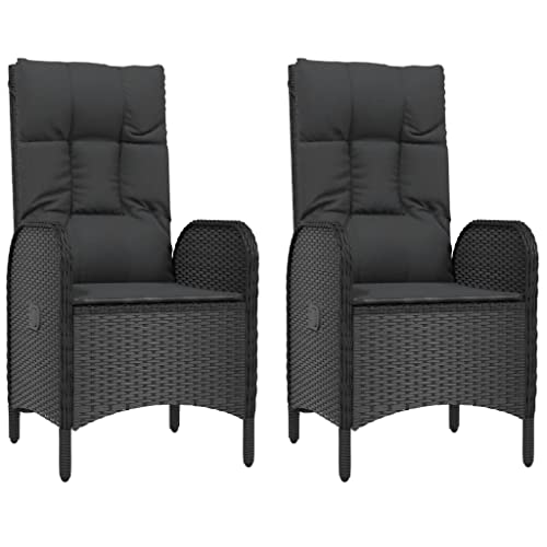 Hommdiy 2X Gartenstuhl Gartensessel Sessel Stuhl Hochlehner Rattanstuhl Rattansessel Gartenmöbel Stühle Liegesessel Poly Rattan Schwarz von Hommdiy