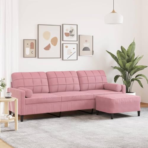 Hommdiy 3-Sitzer-Sofa mit Hocker Rosa 210 cm Samt Hommdiy 3-Sitzer-Sofa mit Hocker Rosa 210 cm Samt von Hommdiy