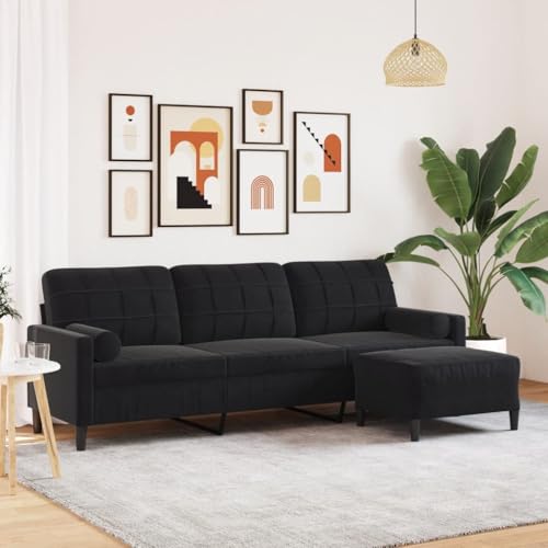Hommdiy 3-Sitzer-Sofa mit Hocker Schwarz 210 cm Samt Hommdiy 3-Sitzer-Sofa mit Hocker Schwarz 210 cm Samt von Hommdiy