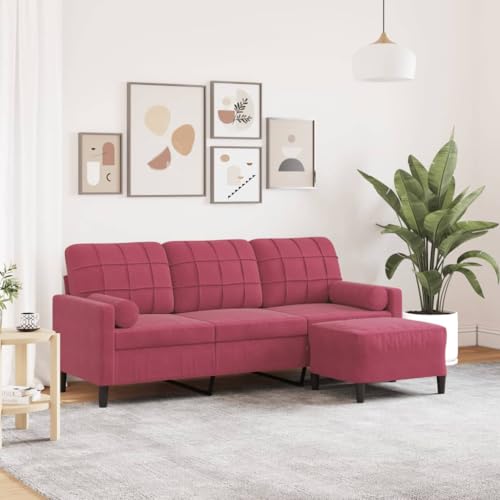 Hommdiy 3-Sitzer-Sofa mit Hocker Weinrot 180 cm Samt Hommdiy 3-Sitzer-Sofa mit Hocker Weinrot 180 cm Samt von Hommdiy