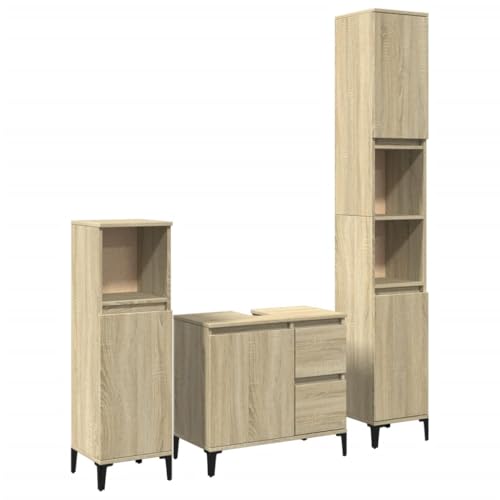 Hommdiy 3-TLG. Badmöbel-Set Sonoma-Eiche Holzwerkstoff Hängeschrank Wandschrank Badschrank Badezimmerschrank Spiegelschrank Badezimmermöbel Hommdiy 3-TLG. Badmöbel-Set Sonoma-Eiche Holzwerkstoff Hängeschrank Wandschrank Badschrank Badezimmerschrank Spiegelschrank Badezimmermöbel von Hommdiy