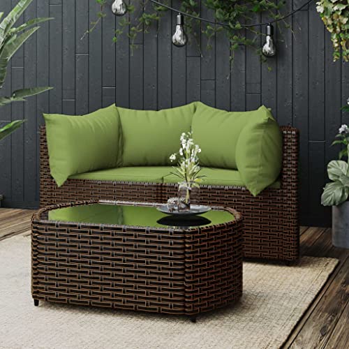 Hommdiy 3-TLG. Garten-Lounge Set mit Kissen Braun Poly Rattan von Hommdiy