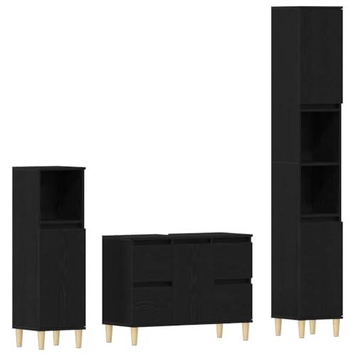 Hommdiy 3-teiliges Badezimmermöbel Set Schwarze Eiche Holzwerkstoff Badezimmerschrank-Set Hommdiy 3-teiliges Badezimmermöbel Set Schwarze Eiche Holzwerkstoff Badezimmerschrank-Set von Hommdiy