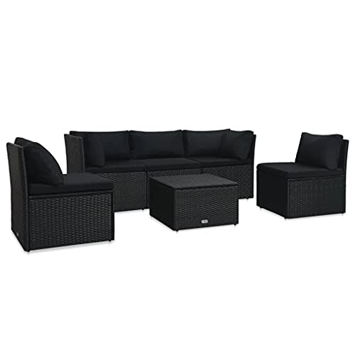 Hommdiy 4-TLG Gartenmöbel. mit Auflagen Sitzgruppe Lounge Sofa Garten Garnitur Gartenset Sitzgarnitur Gartensofa Poly Rattan Schwarz von Hommdiy