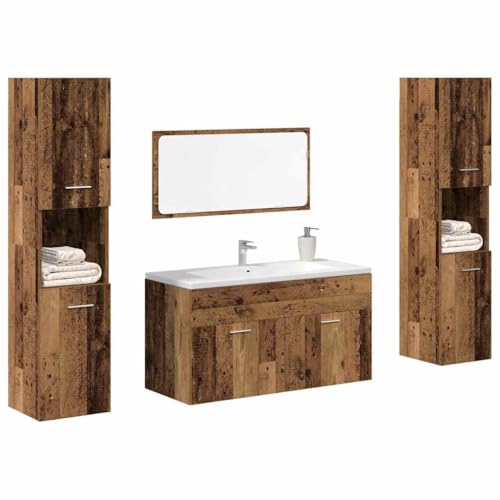 Hommdiy 4-TLG. Badmöbel-Set Altholz-Optik Holzwerkstoff von Hommdiy