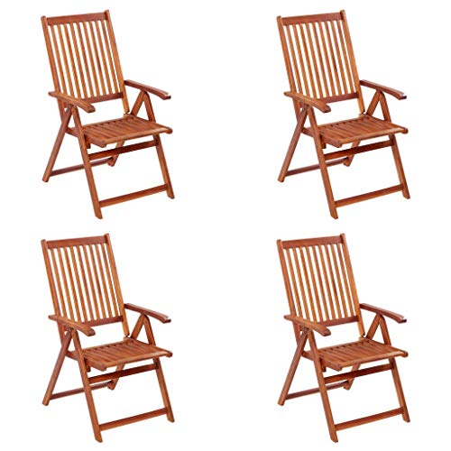 Hommdiy 4X Akazienholz Massiv Gartenstuhl Klappbar Stuhl Stühle Klappstuhl Holzstuhl Essstuhl Gartenmöbel Balkonstuhl Terrassenstuhl von Hommdiy