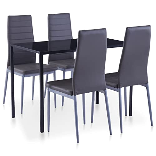 Hommdiy 5-TLG. Essgruppe Esstisch Set Sitzgruppe Esszimmer Esstischset Stühle Grau von Hommdiy