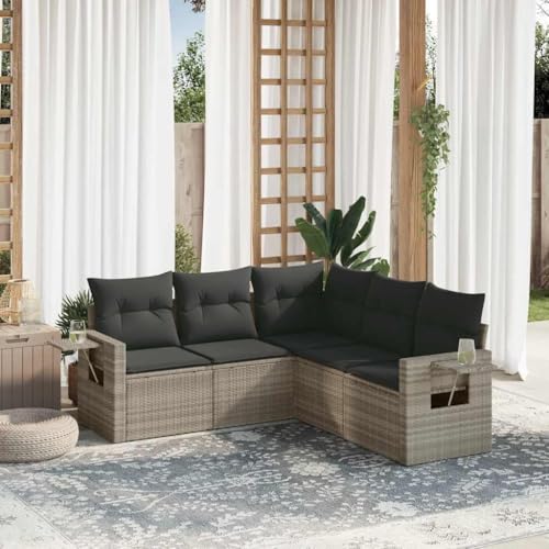 Hommdiy 5-TLG. Garten-Sofagarnitur Gartenmöbel mit Kissen Hellgrau Poly Rattan Ohne Tisch Hommdiy 5-TLG. Garten-Sofagarnitur Gartenmöbel mit Kissen Hellgrau Poly Rattan Ohne Tisch von Hommdiy
