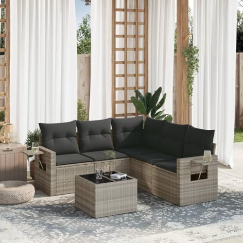 Hommdiy 6-TLG. Garten-Sofagarnitur Gartenmöbel mit Kissen Hellgrau Poly Rattan Mit Tisch Hommdiy 6-TLG. Garten-Sofagarnitur Gartenmöbel mit Kissen Hellgrau Poly Rattan Mit Tisch von Hommdiy
