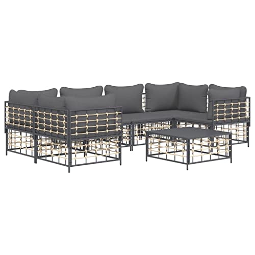 Hommdiy 7 TLG. Garten Lounge Set mit Kissen Anthrazit Poly Rattan von Hommdiy