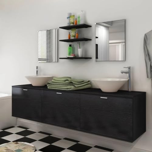 Hommdiy 8-TLG. Badmöbel und Waschbecken Set Schwarz Hommdiy 8-TLG. Badmöbel und Waschbecken Set Schwarz von Hommdiy