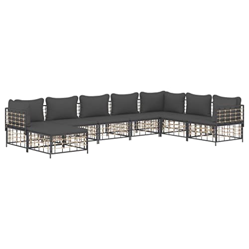 Hommdiy 8-TLG. Garten-LoungeSet mit Kissen Anthrazit Poly Rattan Hommdiy 8-TLG. Garten-LoungeSet mit Kissen Anthrazit Poly Rattan von Hommdiy