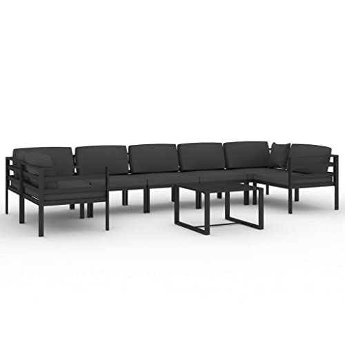 Hommdiy 8 TLG. GartenLounge-Set mit Kissen Aluminium Anthrazit von Hommdiy