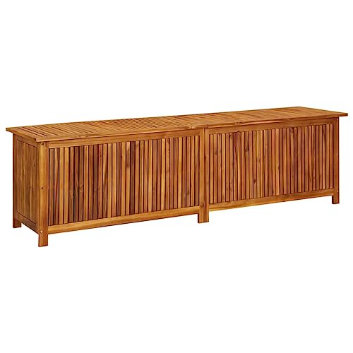 Hommdiy Akazienholz Massiv Gartenbox Auflagenbox Kissenbox Aufbewahrungsbox Gartentruhe Kissentruhe Gartenmöbel Truhe Box Kiste 200 x 50 x 58 cm von Hommdiy