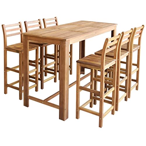 Hommdiy Bartisch Barstuhl 7-TLG. Akazienholz Tresentisch Stehtisch Barhocker von Hommdiy