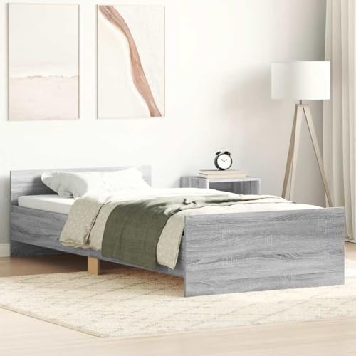 Hommdiy Bettgestell Bettrahmen mit Lattenrost Bett Gästebett mit Kopfteil Fußteil Doppelbett Schlafzimmerbett Grau Sonoma 100x200 cm Holzwerkstoff Hommdiy Bettgestell Bettrahmen mit Lattenrost Bett Gästebett mit Kopfteil Fußteil Doppelbett Schlafzimmerbett Grau Sonoma 100x200 cm Holzwerkstoff von Hommdiy