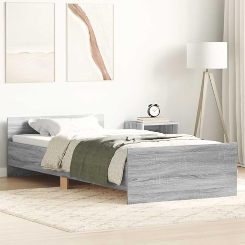 Hommdiy Bettgestell Bettrahmen mit Lattenrost Bett Gästebett mit Kopfteil Fußteil Doppelbett Schlafzimmerbett Grau Sonoma 90x200 cm Holzwerkstoff Hommdiy Bettgestell Bettrahmen mit Lattenrost Bett Gästebett mit Kopfteil Fußteil Doppelbett Schlafzimmerbett Grau Sonoma 90x200 cm Holzwerkstoff von Hommdiy
