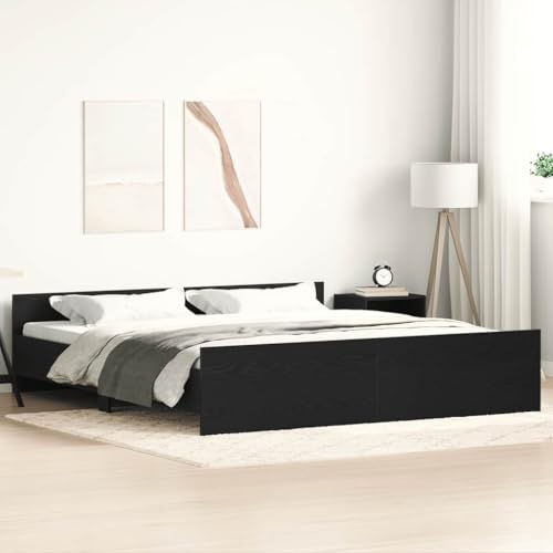 Hommdiy Bettgestell Bettrahmen mit Lattenrost Bett Gästebett mit Kopfteil Fußteil Doppelbett Schlafzimmerbett ohne Matratze Schwarz Eichen-Optik 200x200 cm Hommdiy Bettgestell Bettrahmen mit Lattenrost Bett Gästebett mit Kopfteil Fußteil Doppelbett Schlafzimmerbett ohne Matratze Schwarz Eichen-Optik 200x200 cm von Hommdiy