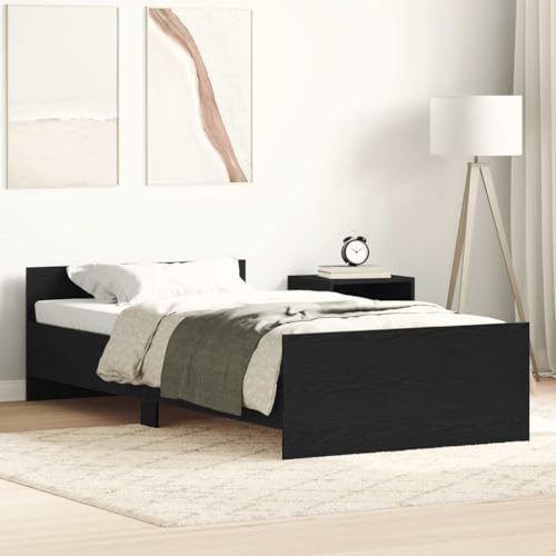 Hommdiy Bettgestell Bettrahmen mit Lattenrost Bett Gästebett mit Kopfteil Fußteil Doppelbett Schlafzimmerbett ohne Matratze Schwarz Eichen-Optik 75x190 cm Hommdiy Bettgestell Bettrahmen mit Lattenrost Bett Gästebett mit Kopfteil Fußteil Doppelbett Schlafzimmerbett ohne Matratze Schwarz Eichen-Optik 75x190 cm von Hommdiy