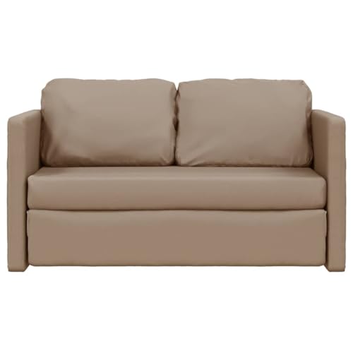 Hommdiy Bodensofa, Klappbar Bodenbett Sofa mit Schlaffunktion, Schlafsofa Schlafsessel mit Metallgestell, Klappsofa Sofabett für Wohnzimmer Schlafzimmer Stoff,Cappuccino von Hommdiy