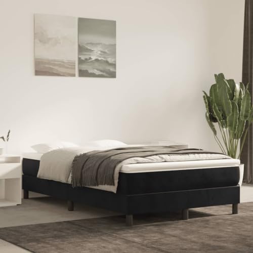 Hommdiy Boxspringbett, Bettgestell mit Lattenrost, Bett Polsterbett mit Stützbeinen, Einzelbett Schlafzimmerbett 25 x 120 x 200 cm,Schwarz von Hommdiy