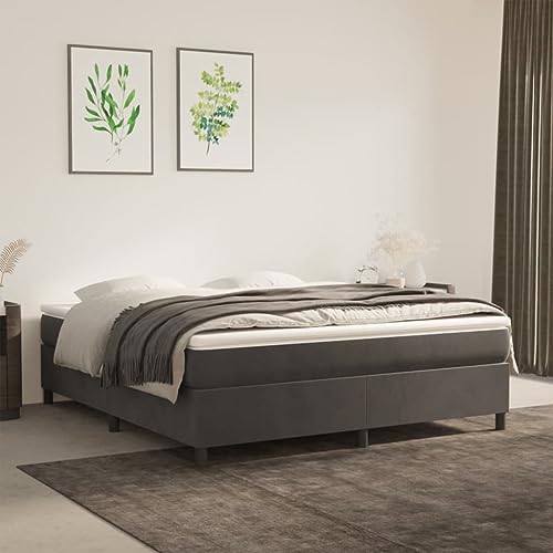 Hommdiy Boxspringbett, Bettgestell mit Lattenrost, Bett Polsterbett mit Stützbeinen, Einzelbett Schlafzimmerbett 35 x 180 x 200 cm,Dunkelgrau von Hommdiy