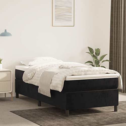 Hommdiy Boxspringbett, Bettgestell mit Lattenrost, Bett Polsterbett mit Stützbeinen, Einzelbett Schlafzimmerbett 35 x 90 x 190 cm,Schwarz von Hommdiy