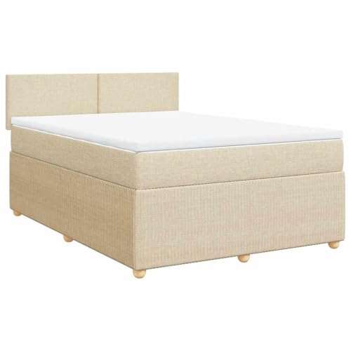 Hommdiy Boxspringbett Doppelbett mit Matratze und Topper Bettgestell mit Kopfteil Polsterbett Bett für Schlafzimmer Creme 140x190cm-Schlichtes Design Hommdiy Boxspringbett Doppelbett mit Matratze und Topper Bettgestell mit Kopfteil Polsterbett Bett für Schlafzimmer Creme 140x190cm-Schlichtes Design von Hommdiy
