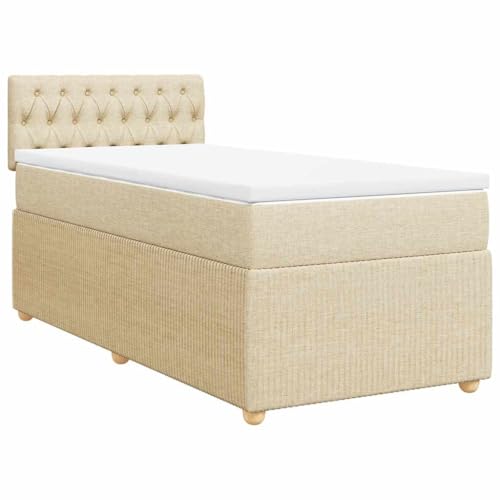 Hommdiy Boxspringbett Doppelbett mit Matratze und Topper Bettgestell mit Kopfteil Polsterbett Bett für Schlafzimmer Creme 90x190cm-Knopfheftung Design Hommdiy Boxspringbett Doppelbett mit Matratze und Topper Bettgestell mit Kopfteil Polsterbett Bett für Schlafzimmer Creme 90x190cm-Knopfheftung Design von Hommdiy