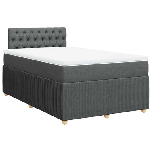 Hommdiy Boxspringbett Doppelbett mit Matratze und Topper Bettgestell mit Kopfteil Polsterbett Bett für Schlafzimmer Dunkelgrau 120x190cm-Knopfheftung Design von Hommdiy